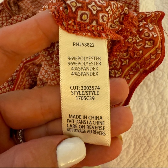 Max Studio peasant blouse Size S Shades of rust gold and white Off/on shoulder - Picture 5 of 5